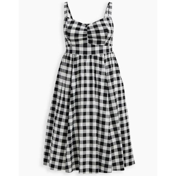 Torrid Retro Chic Black White Gingham Stretch Poplin Midi Skater Swing Dress 3X - Picture 13 of 15
